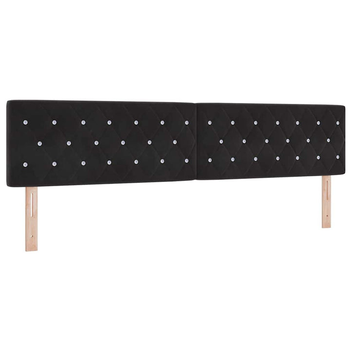 Box spring seng med hovedgærde Sort 200 x 200 cm Fløjl