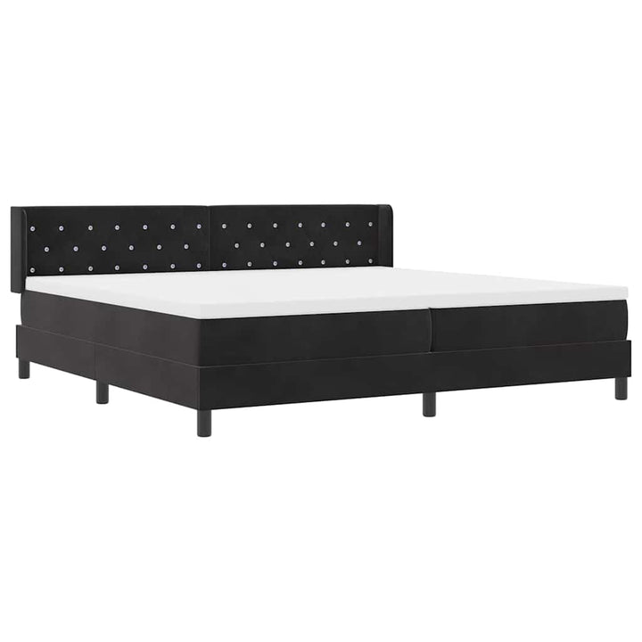 Box spring seng med hovedgærde Sort 200 x 200 cm Fløjl