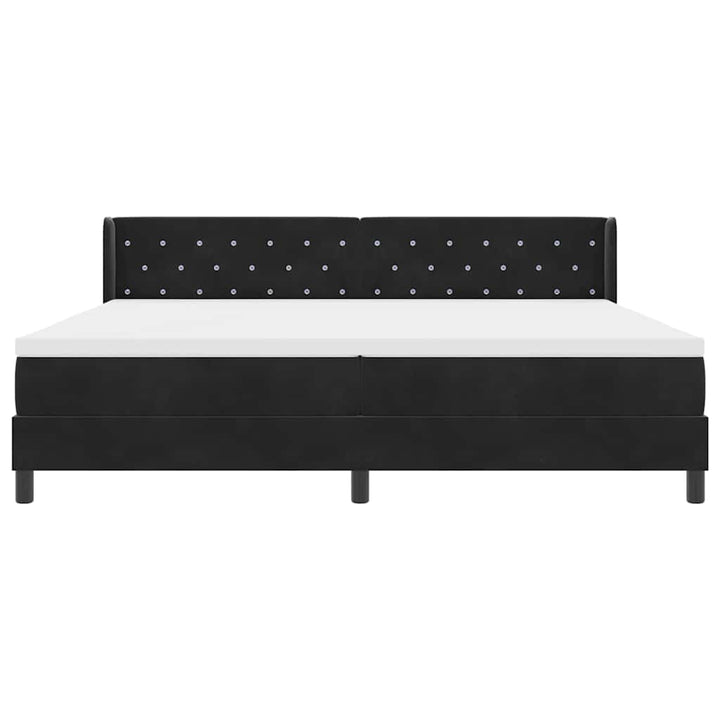 Box spring seng med hovedgærde Sort 200 x 200 cm Fløjl