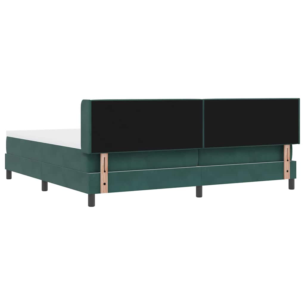 Box spring seng med hovedgærde Mørkegrøn 200 x 200 cm Fløjl