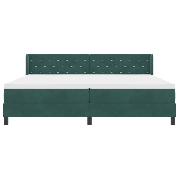 Box spring seng med hovedgærde Mørkegrøn 200 x 200 cm Fløjl