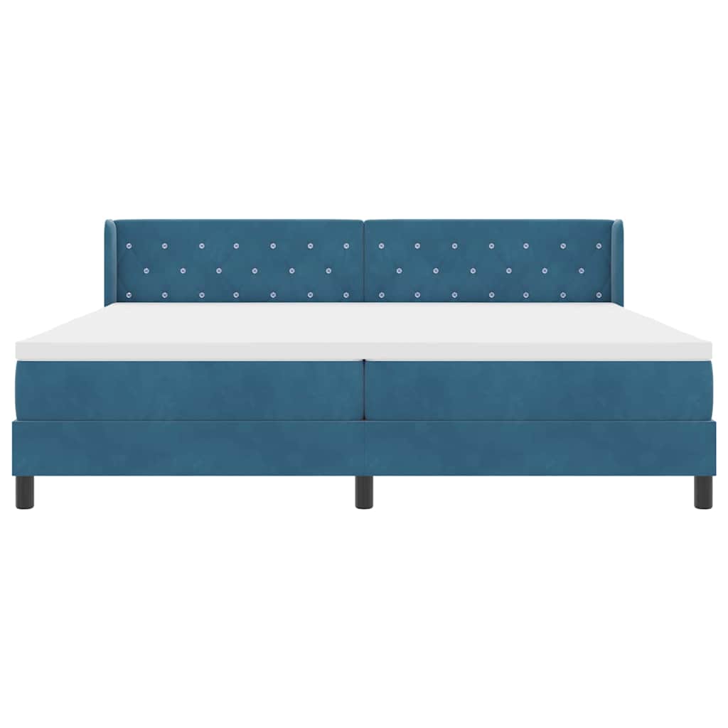 Box spring seng med hovedgærde Mørk blå 200 x 200 cm Fløjl