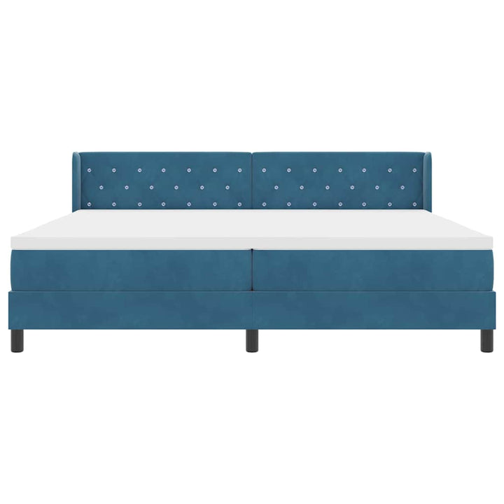 Box spring seng med hovedgærde Mørk blå 200 x 200 cm Fløjl