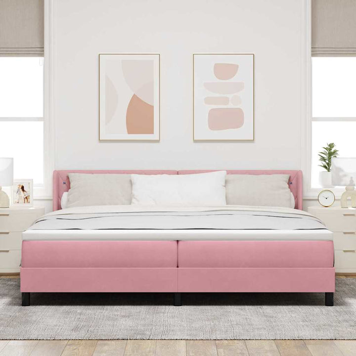 Box spring seng med hovedgærde Lyserød 200 x 200 cm Fløjl