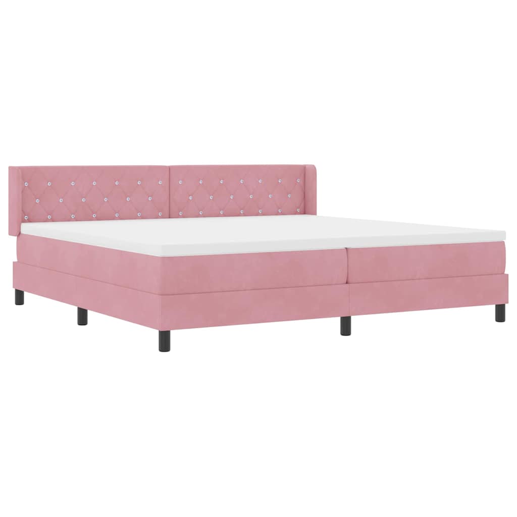Box spring seng med hovedgærde Lyserød 200 x 200 cm Fløjl