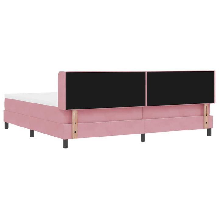 Box spring seng med hovedgærde Lyserød 200 x 200 cm Fløjl
