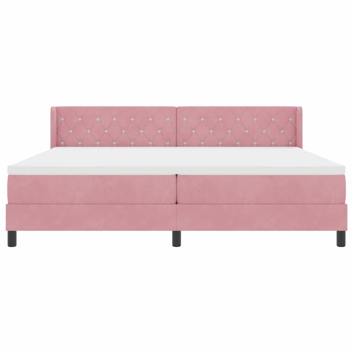 Box spring seng med hovedgærde Lyserød 200 x 200 cm Fløjl