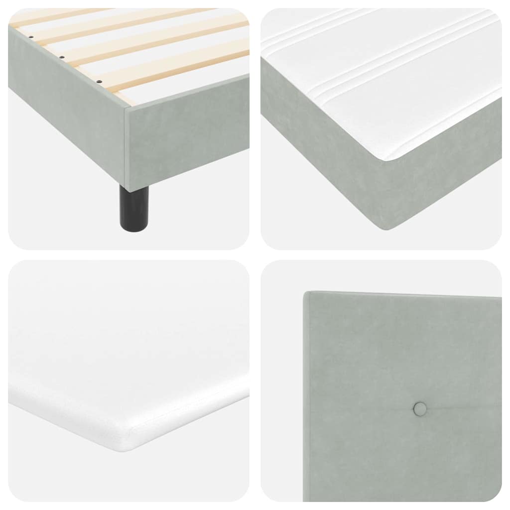 Box spring seng med hovedgærde Lysegrå 200 x 80 cm Fløjl