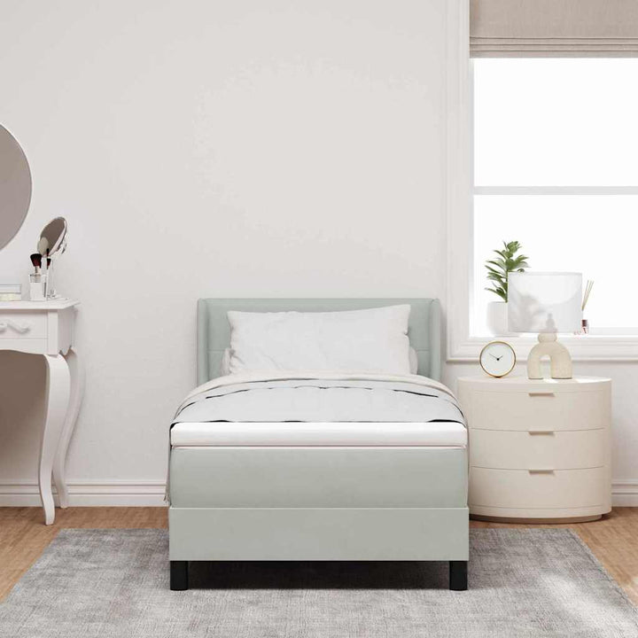Box spring seng med hovedgærde Lysegrå 200 x 80 cm Fløjl