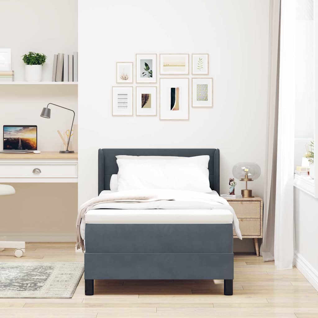 Box spring seng med hovedgærde Mørkegrå 200 x 80 cm Fløjl
