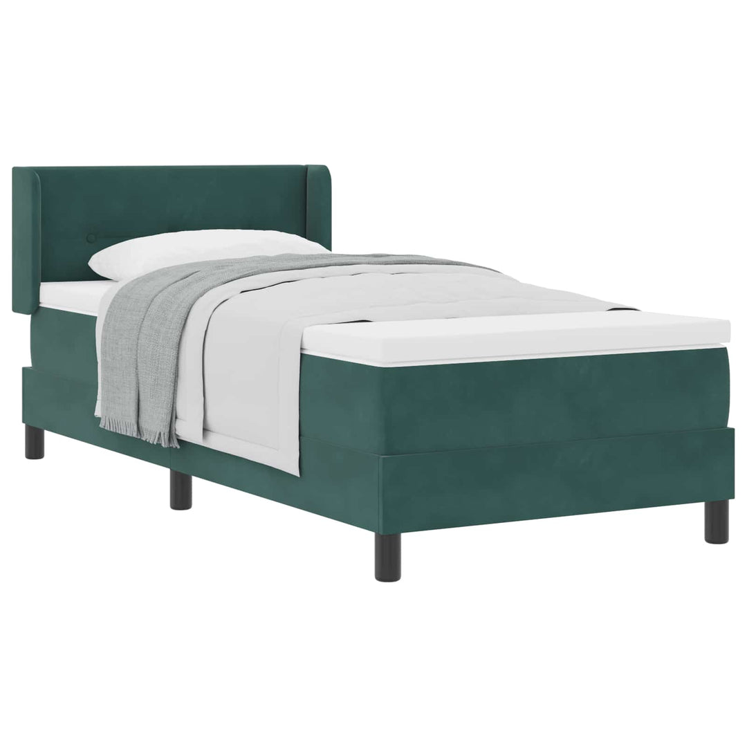 Box spring seng med hovedgærde Mørkegrøn 200 x 80 cm Fløjl
