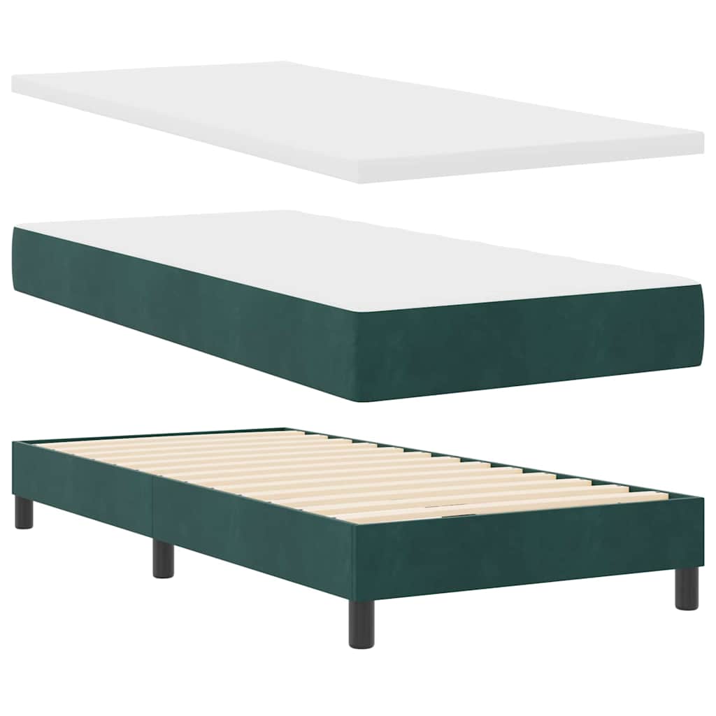 Box spring seng med hovedgærde Mørkegrøn 200 x 80 cm Fløjl
