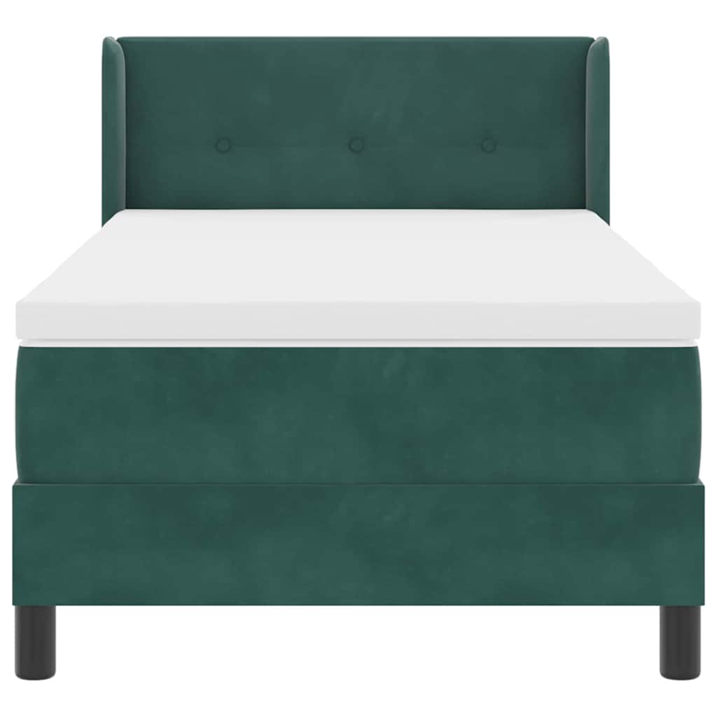 Box spring seng med hovedgærde Mørkegrøn 200 x 80 cm Fløjl