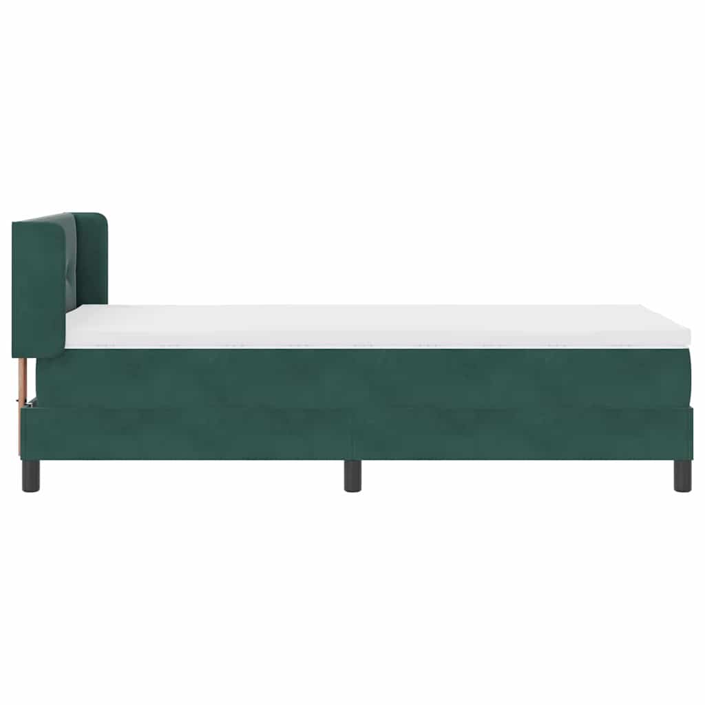Box spring seng med hovedgærde Mørkegrøn 200 x 80 cm Fløjl