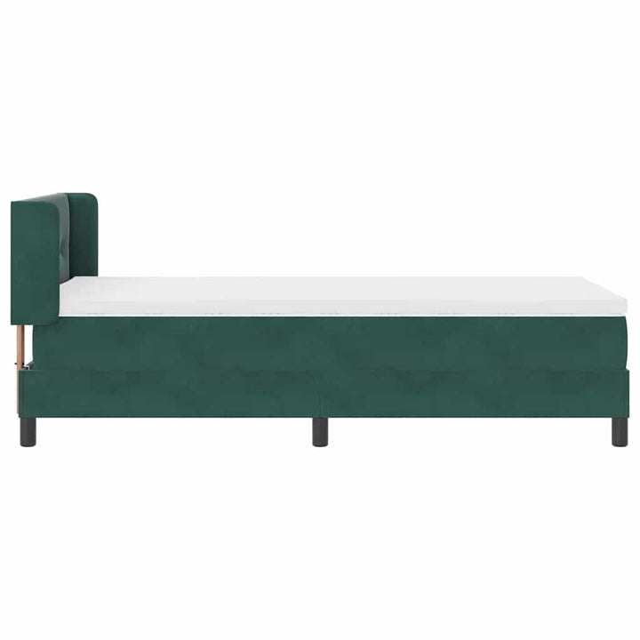 Box spring seng med hovedgærde Mørkegrøn 200 x 80 cm Fløjl