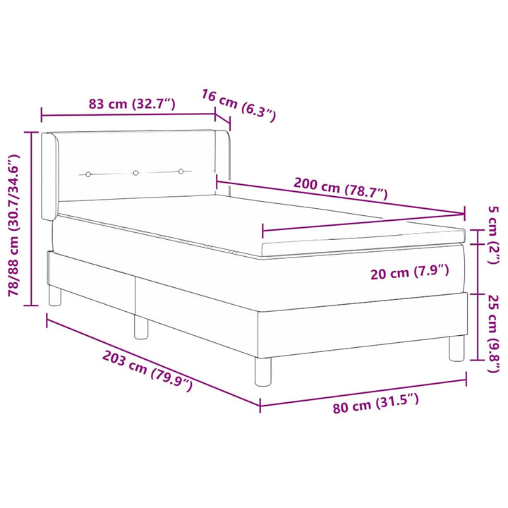 Box spring seng med hovedgærde Mørkegrøn 200 x 80 cm Fløjl