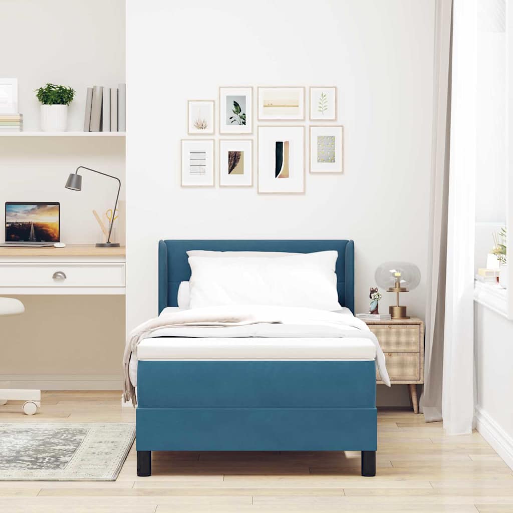 Box spring seng med hovedgærde Mørk blå 200 x 80 cm Fløjl