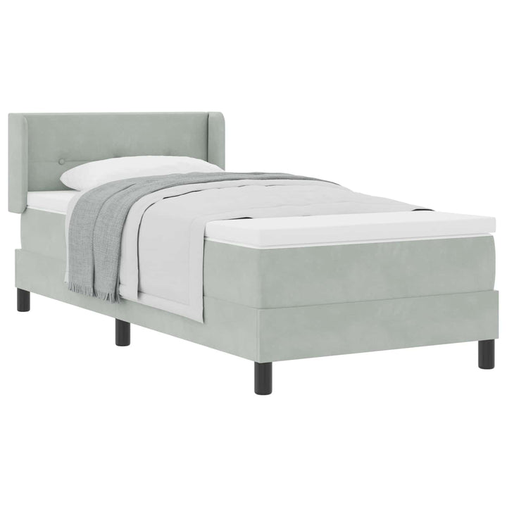 Box spring seng med hovedgærde Lysegrå 190 x 90 cm Fløjl