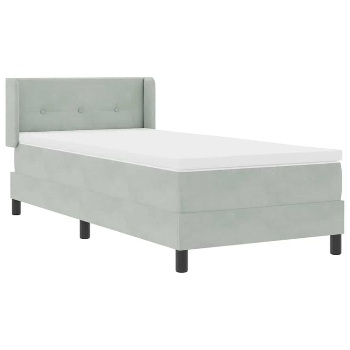 Box spring seng med hovedgærde Lysegrå 190 x 90 cm Fløjl