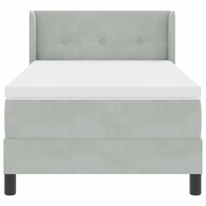 Box spring seng med hovedgærde Lysegrå 190 x 90 cm Fløjl