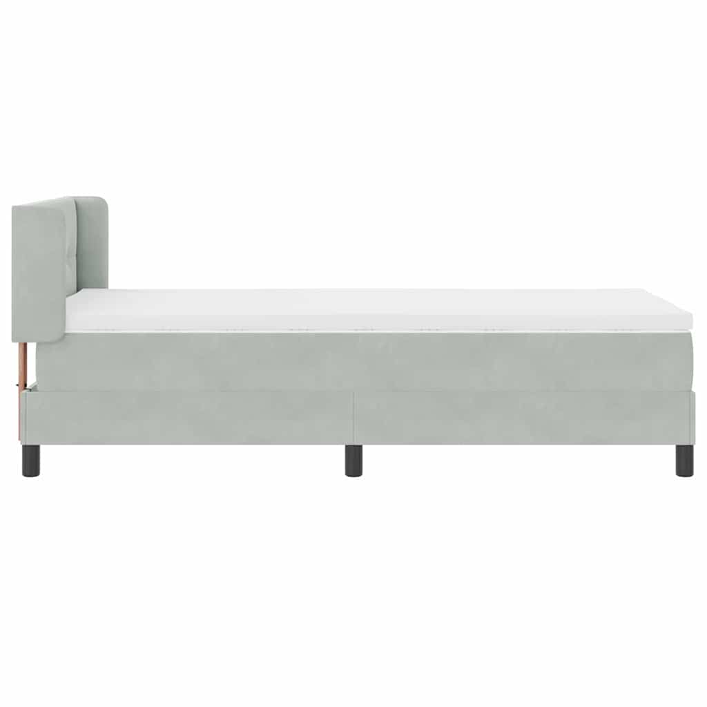 Box spring seng med hovedgærde Lysegrå 190 x 90 cm Fløjl