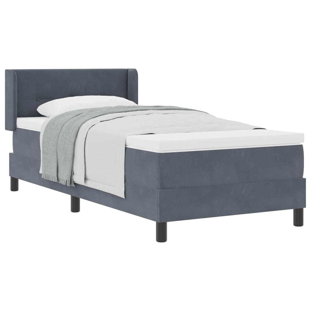 Box spring seng med hovedgærde Mørkegrå 190 x 90 cm Fløjl