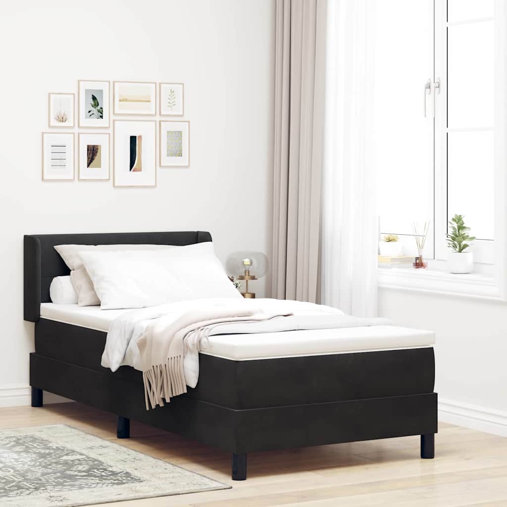 Box spring seng med hovedgærde Sort 190 x 90 cm Fløjl