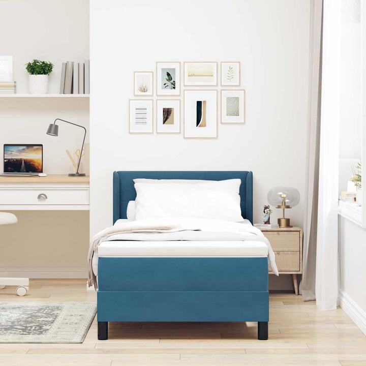 Box spring seng med hovedgærde Mørk blå 190 x 90 cm Fløjl