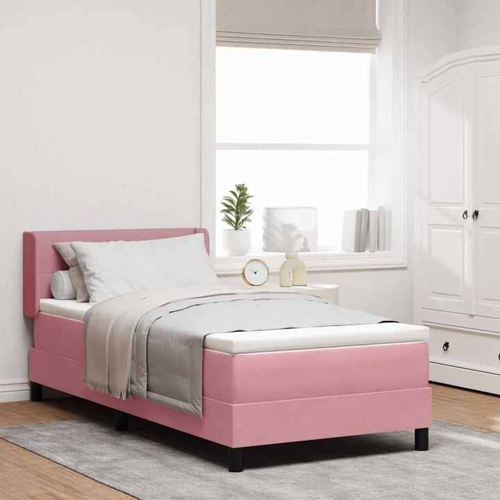 Box spring seng med hovedgærde Lyserød 190 x 90 cm Fløjl