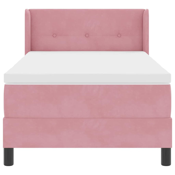 Box spring seng med hovedgærde Lyserød 190 x 90 cm Fløjl