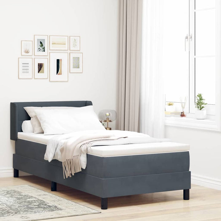 Box spring seng med hovedgærde Mørkegrå 200 x 90 cm Fløjl