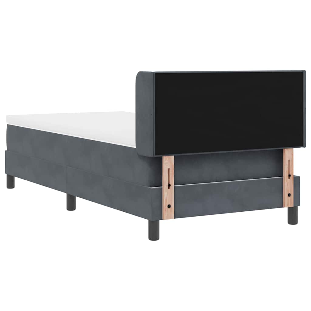 Box spring seng med hovedgærde Mørkegrå 200 x 90 cm Fløjl