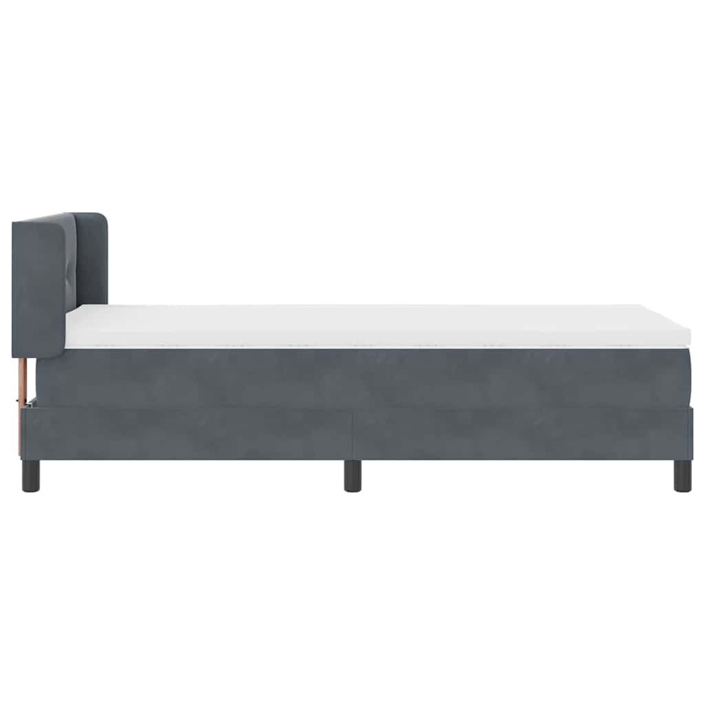 Box spring seng med hovedgærde Mørkegrå 200 x 90 cm Fløjl