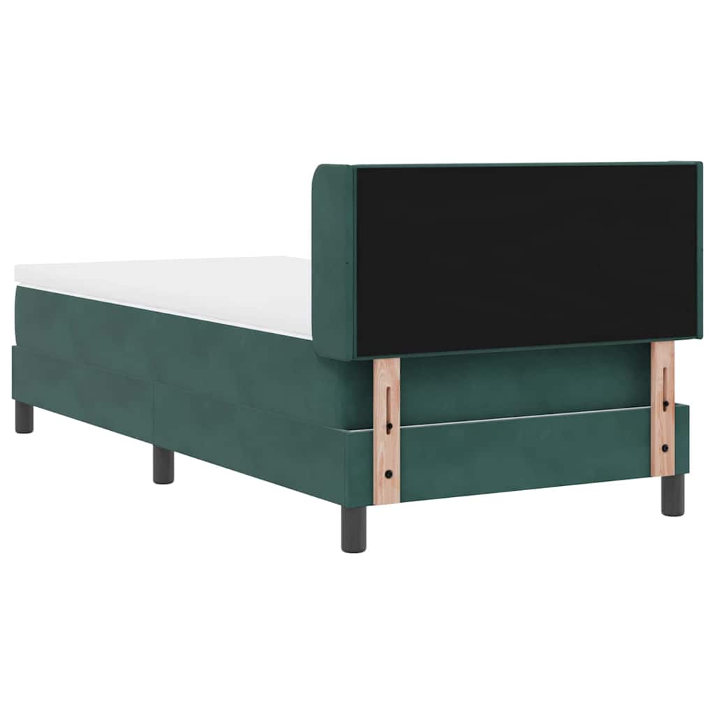 Box spring seng med hovedgærde Mørkegrøn 200 x 90 cm Fløjl