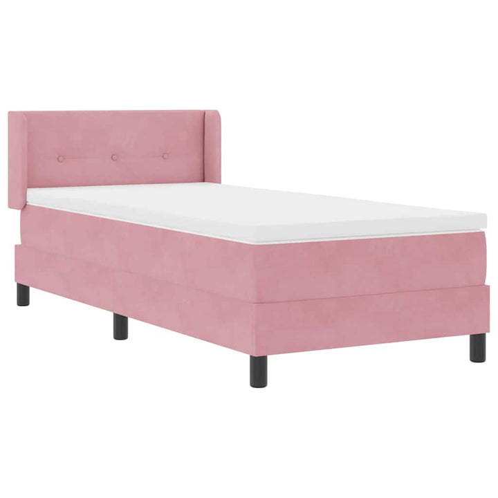 Box spring seng med hovedgærde Lyserød 200 x 90 cm Fløjl