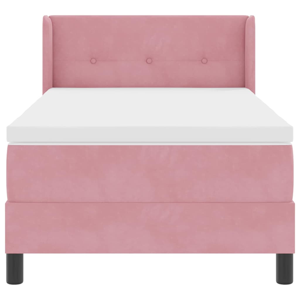 Box spring seng med hovedgærde Lyserød 200 x 90 cm Fløjl