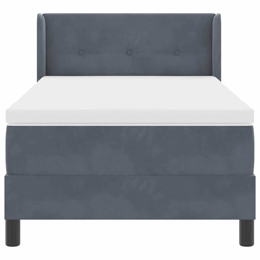 Box spring seng med hovedgærde Mørkegrå 200 x 100 cm Fløjl