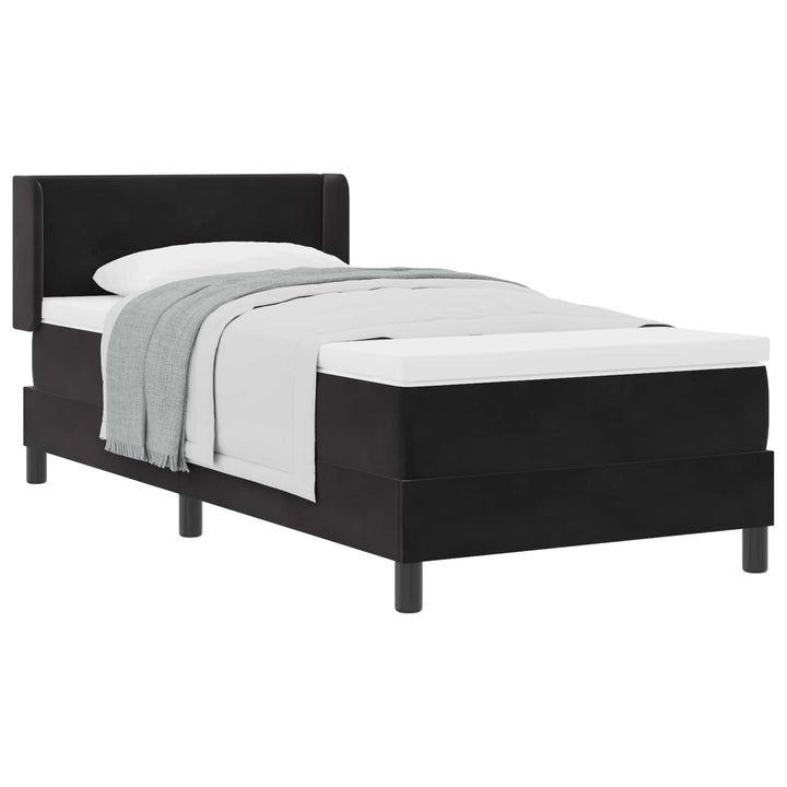 Box spring seng med hovedgærde Sort 200 x 100 cm Fløjl