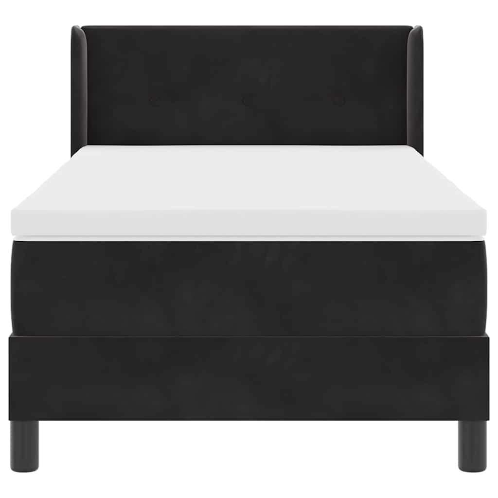 Box spring seng med hovedgærde Sort 200 x 100 cm Fløjl