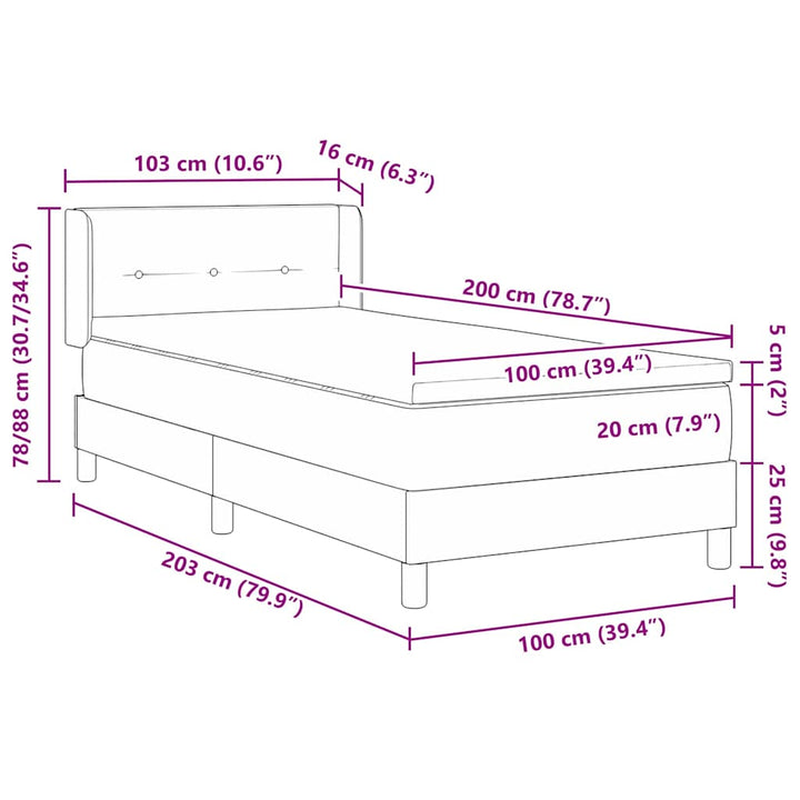 Box spring seng med hovedgærde Mørk blå 200 x 100 cm Fløjl