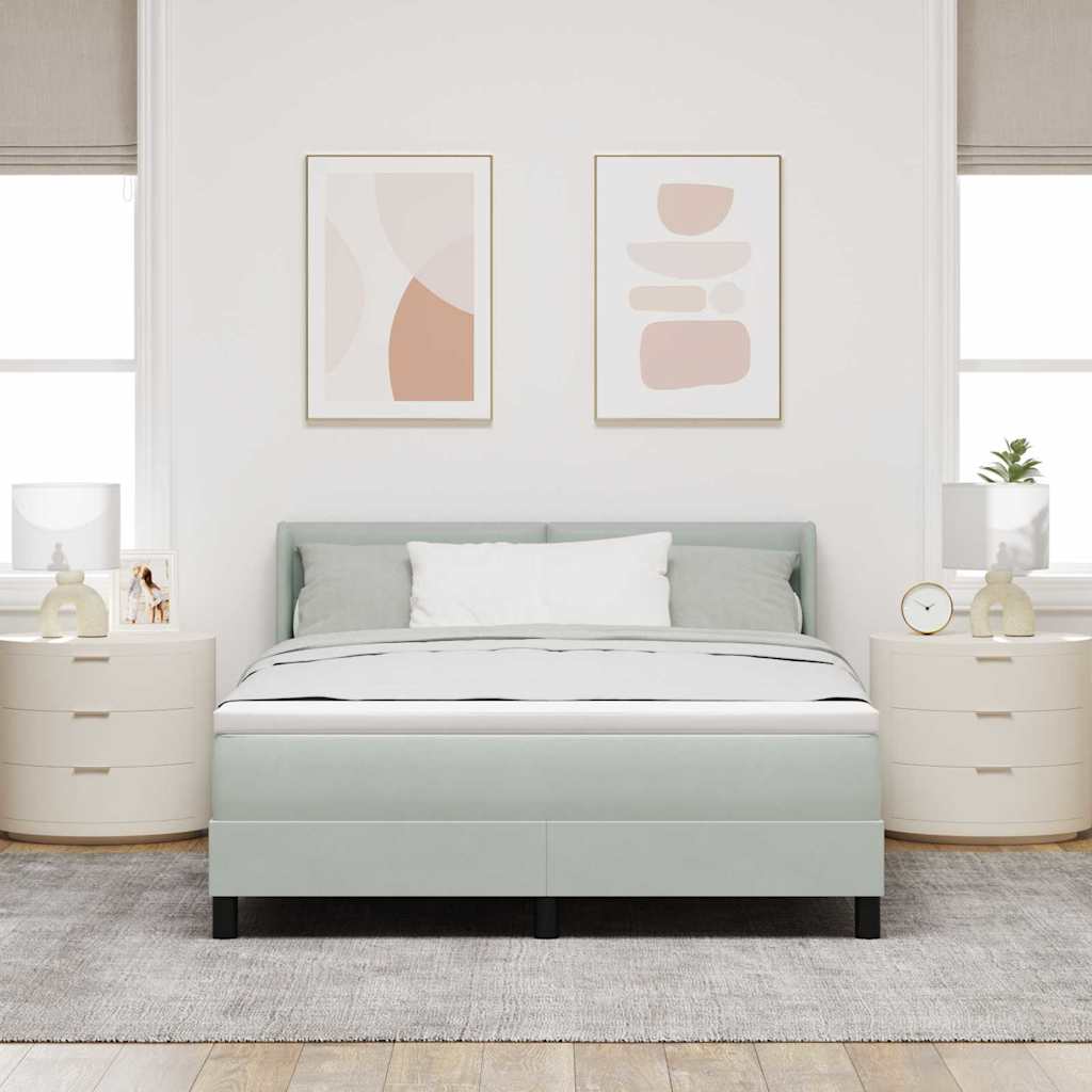 Box spring seng med hovedgærde Lysegrå 190 x 140 cm Fløjl
