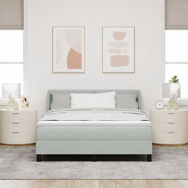 Box spring seng med hovedgærde Lysegrå 190 x 140 cm Fløjl