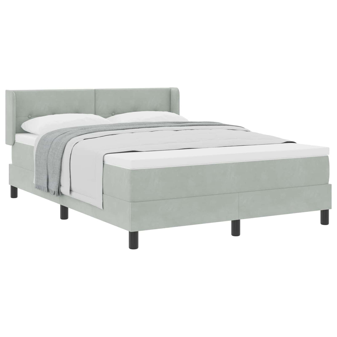 Box spring seng med hovedgærde Lysegrå 190 x 140 cm Fløjl