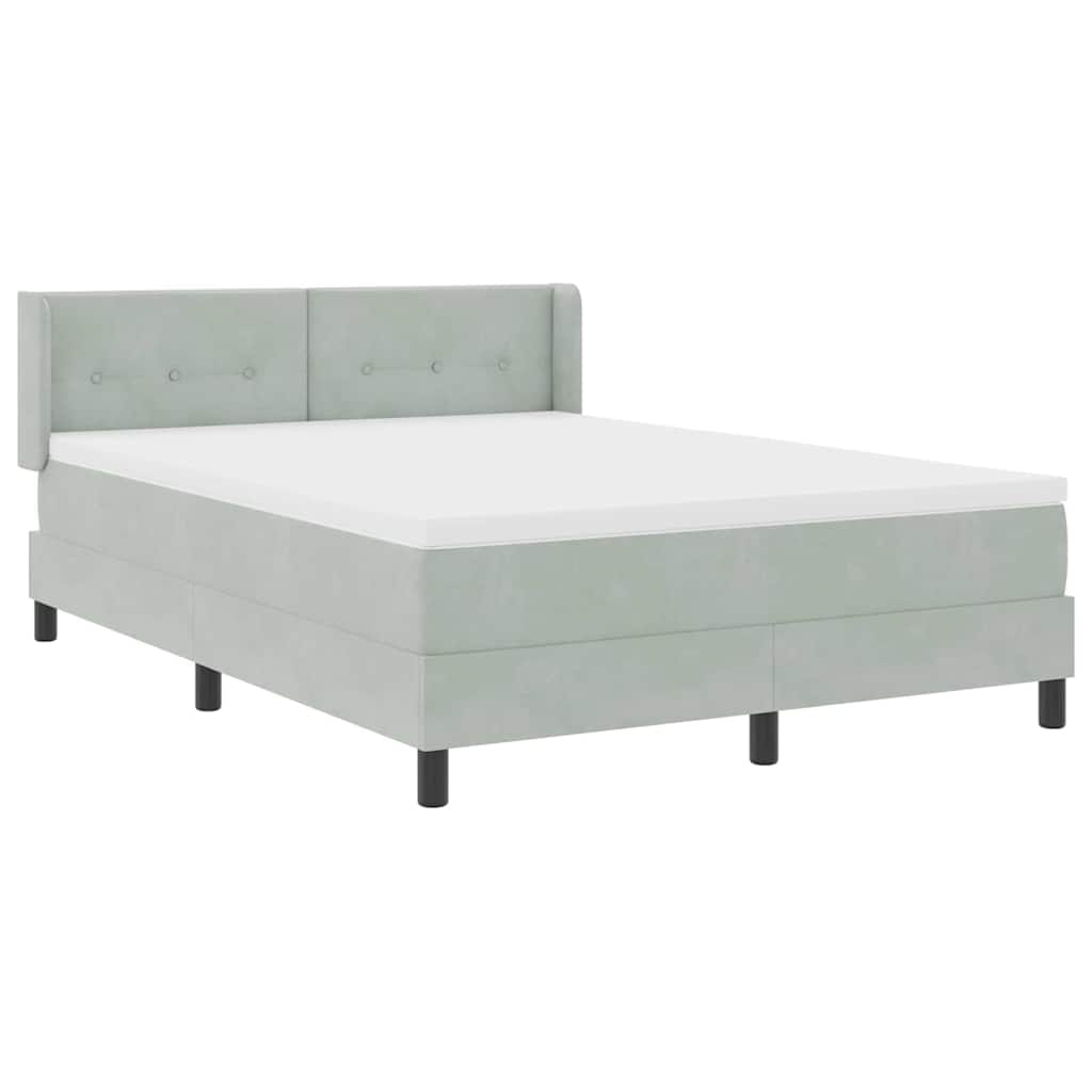 Box spring seng med hovedgærde Lysegrå 190 x 140 cm Fløjl