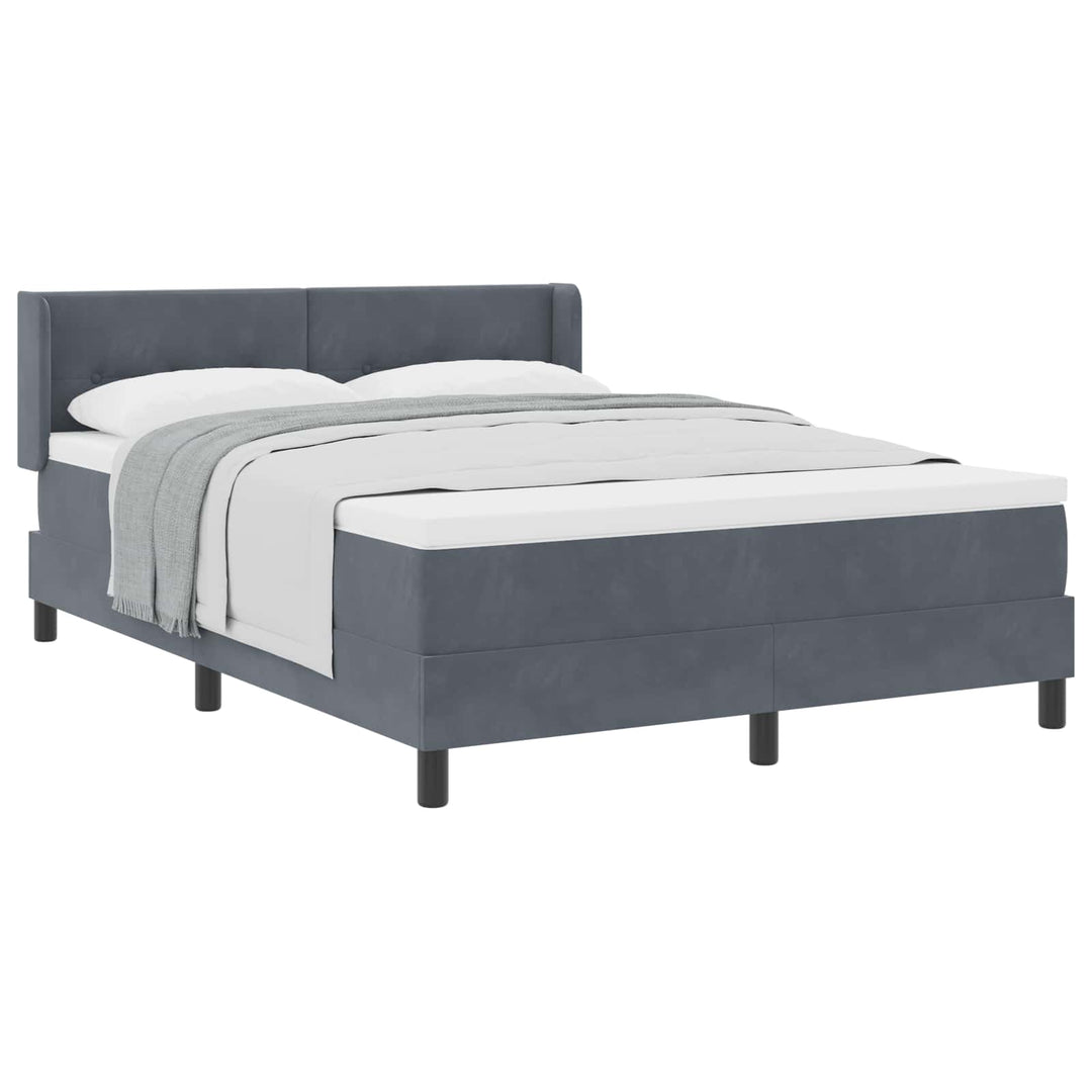Box spring seng med hovedgærde Mørkegrå 190 x 140 cm Fløjl