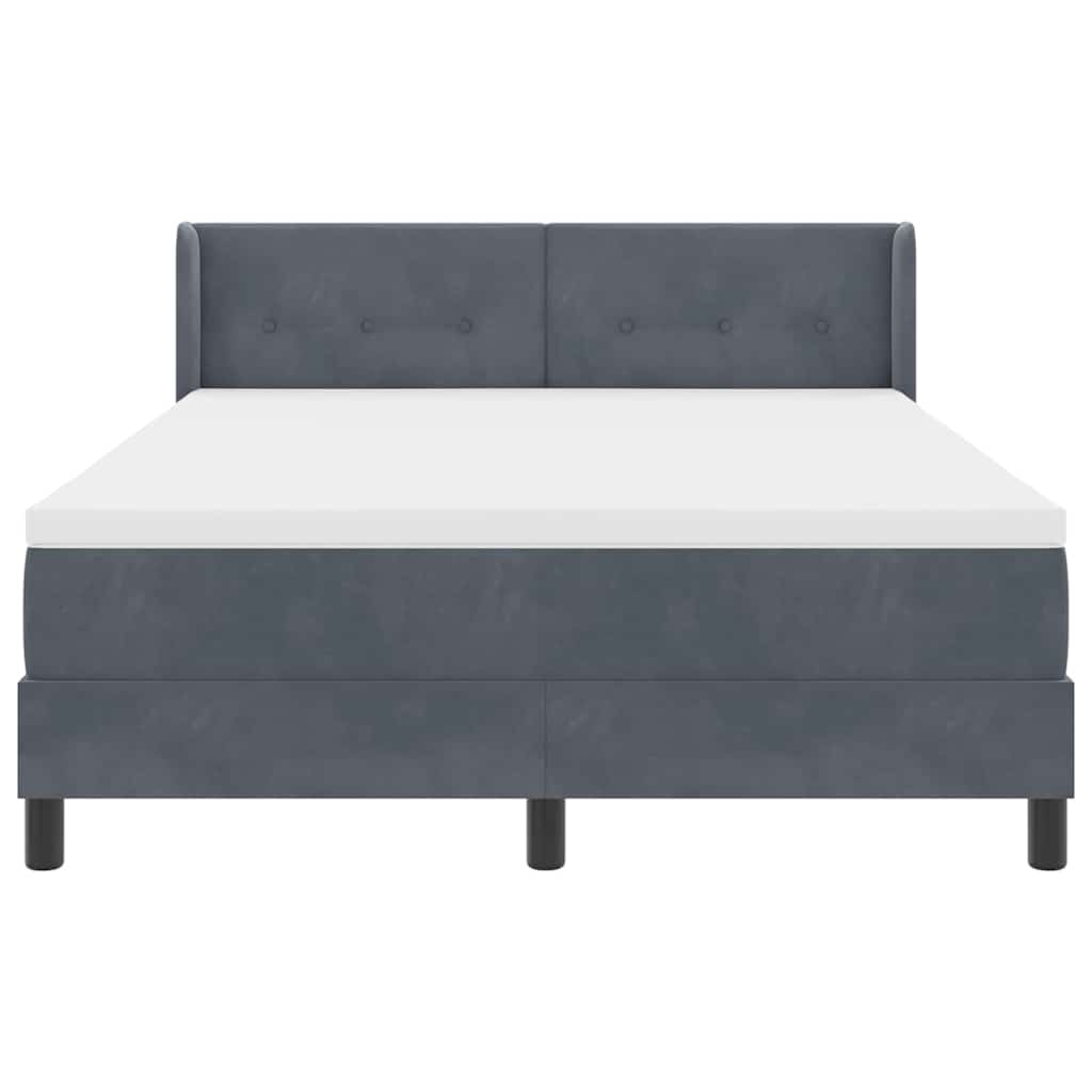 Box spring seng med hovedgærde Mørkegrå 190 x 140 cm Fløjl