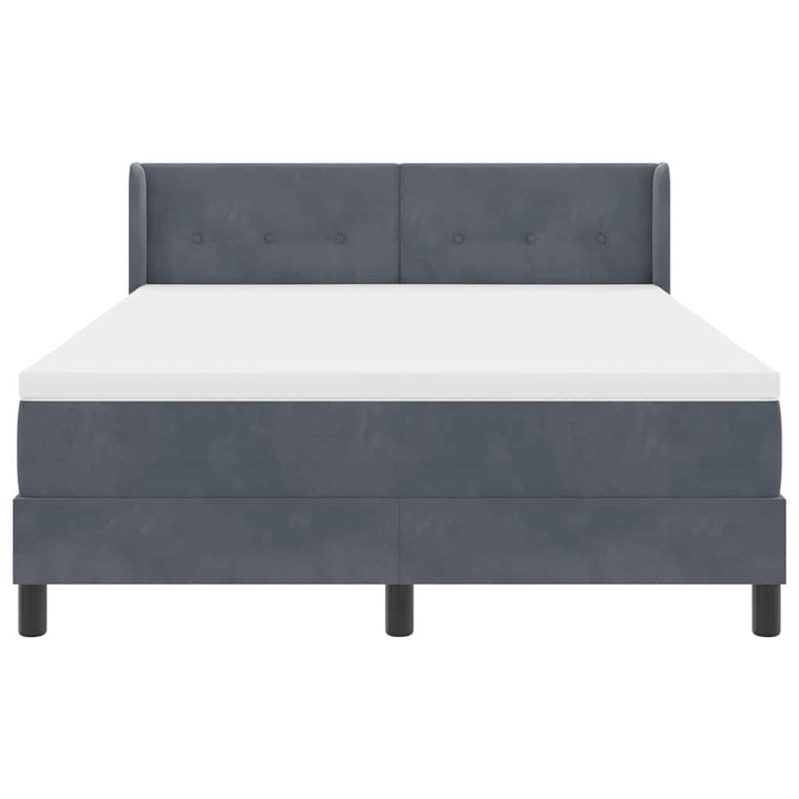 Box spring seng med hovedgærde Mørkegrå 190 x 140 cm Fløjl