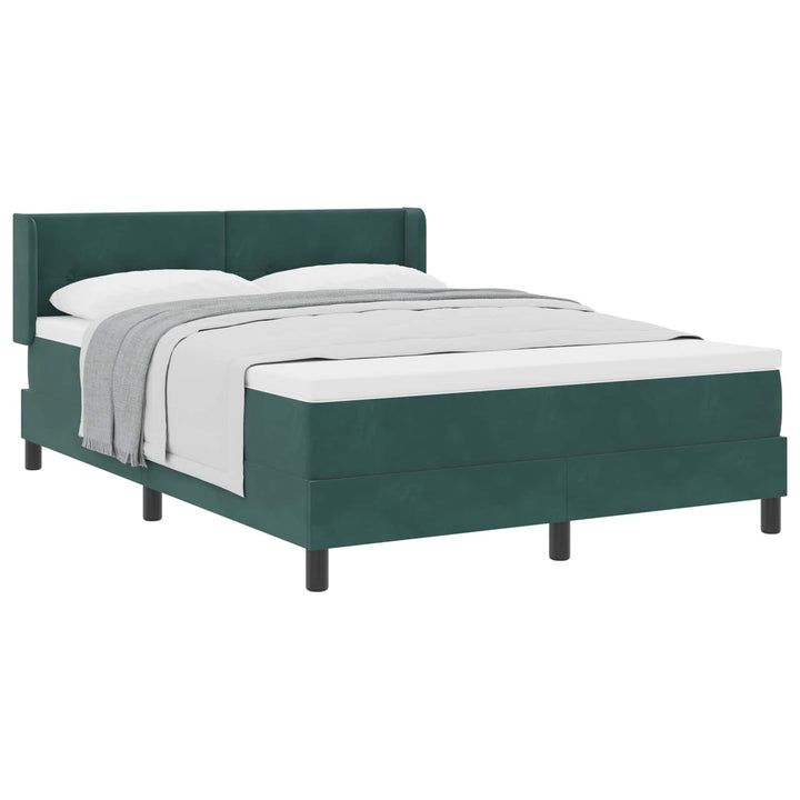 Box spring seng med hovedgærde Mørkegrøn 190 x 140 cm Fløjl