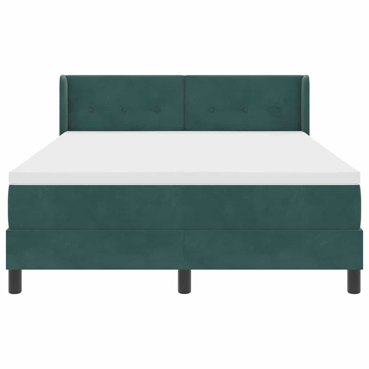 Box spring seng med hovedgærde Mørkegrøn 190 x 140 cm Fløjl