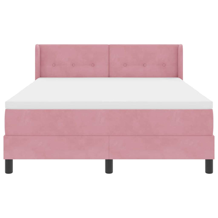 Box spring seng med hovedgærde Lyserød 190 x 140 cm Fløjl
